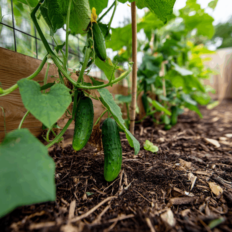 Marketmore 76 Cucumber plant growing in a garden